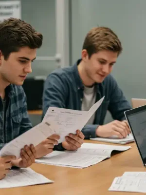 High school students diligently preparing college applications