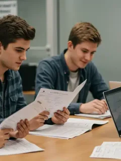 High school students diligently preparing college applications