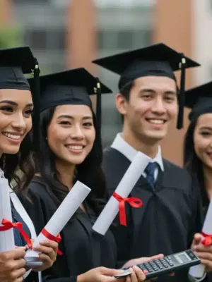 Graduates discussing student loan forgiveness programs and future financial relief