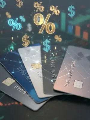 Modern credit cards fanned out with cash back symbols for 2026