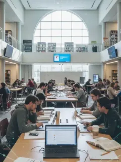 College students studying, discussing financial aid reforms