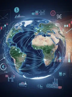 Global trade network with tariff impact on US economy