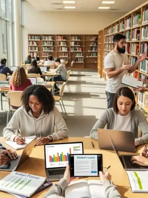 College students studying, discussing financial aid, and planning for the 2026 FAFSA changes.