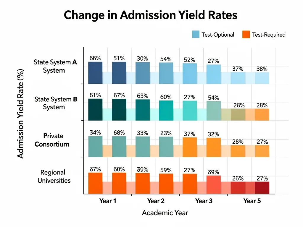 Bar chart showing university admission yield rate changes