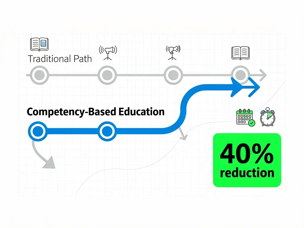 Infographic showing 40% degree time reduction with CBE