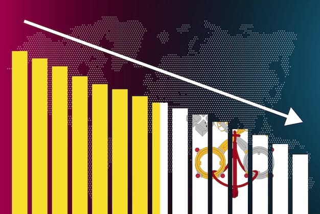 A graphic depicting economic indicators such as GDP growth, unemployment rate, and inflation rate, visualized as interconnected elements of a complex economic system.
