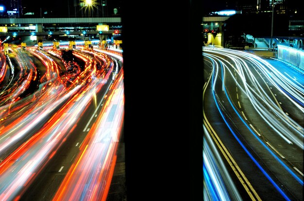 A split image showing two contrasting scenarios: On one side, a modern, efficient transportation system with high-speed trains and smooth highways; on the other side, an outdated, congested transportation system with crumbling infrastructure and traffic jams. This is to illustrate the potential impact of the Infrastructure Bill.