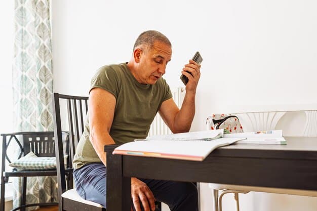 A US citizen sitting at a desk, looking stressed while reviewing complex tax forms and financial documents, with a calculator and pen nearby.