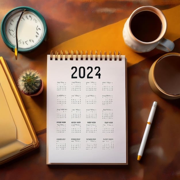 A calendar with the year 