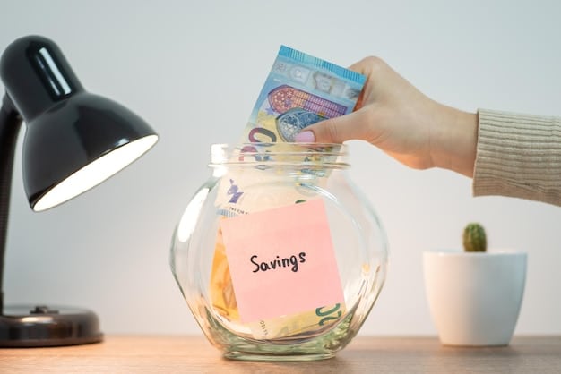 A close-up of a hand inserting a dollar bill into a piggy bank, with various retirement plan documents (401k, IRA) slightly blurred in the background.