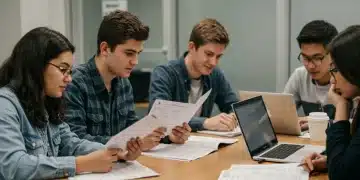 High school students diligently preparing college applications