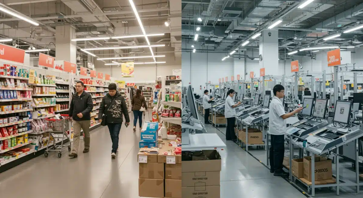 Comparison of traditional retail and e-commerce fulfillment, highlighting market shifts.