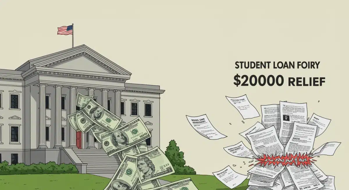 Symbolic representation of ,000 student loan relief from government