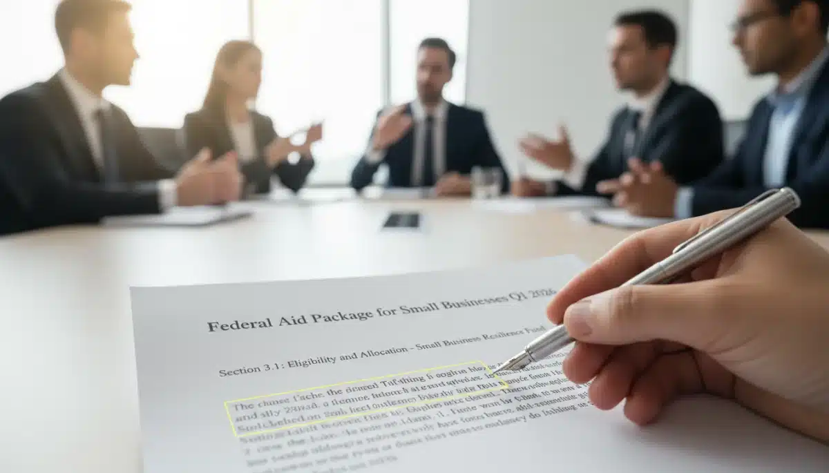 Detail of federal aid package document, highlighting key provisions.
