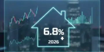 Financial charts showing mortgage rate projections for 2026 with a house icon.