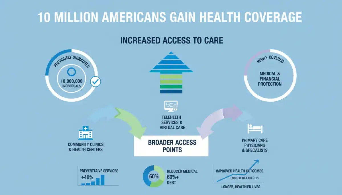 Infographic showing 10 million Americans gaining healthcare coverage