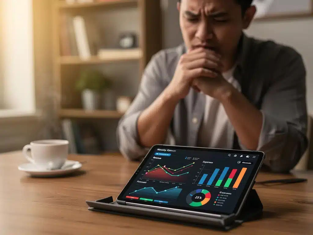 Individual analyzing financial data for retirement planning