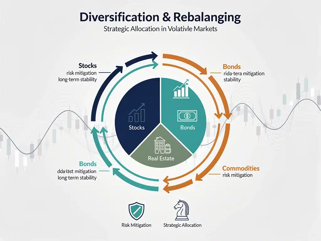 Diversified investment portfolio showing various asset classes for risk mitigation in 2026.