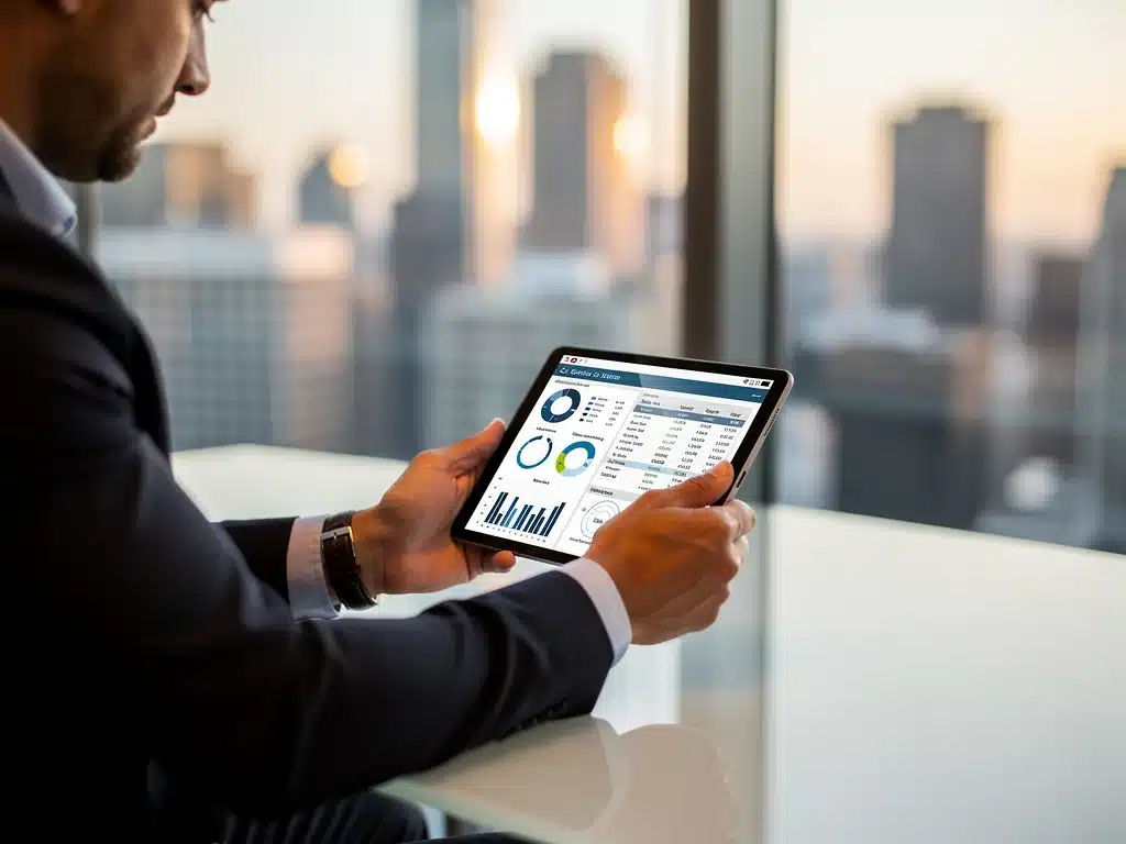 Individual reviewing financial plans on a tablet, symbolizing proactive wealth management.