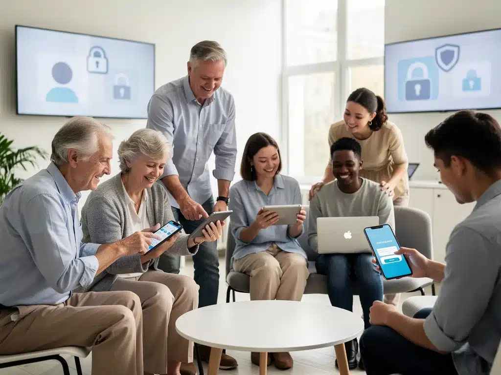 Diverse individuals using digital devices for SSA services