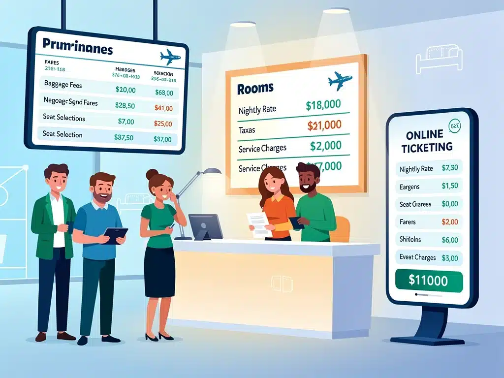 Transparent pricing displayed across different service sectors after the FTC hidden fees ban.